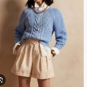 Banana Republic Blue Crew Neck Sweater with Cable Knit Design